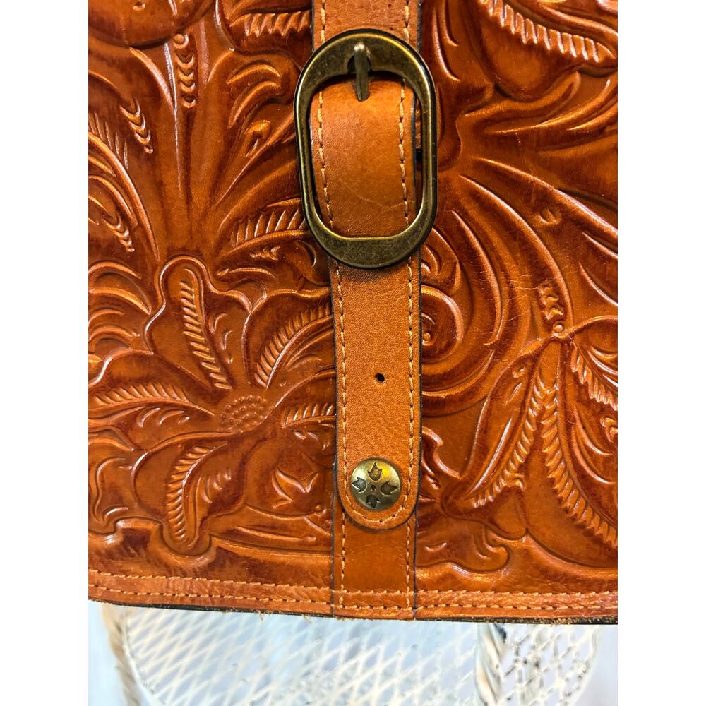 Patricia Nash Bag Brown Leather Floral Burnished Tooled Venezia Crossbody - Picture 4 of 15
